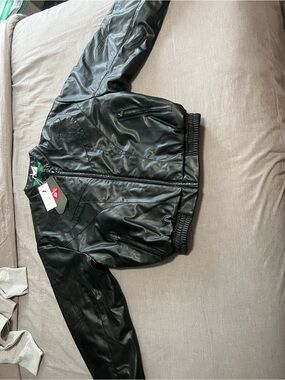 Mens Super Puma Pleather Bomber Jacket (630773 01) Size Large